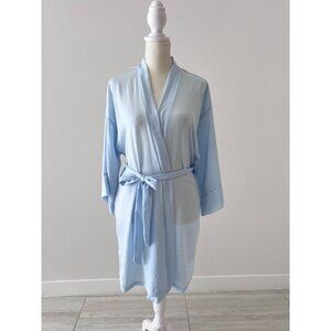 In bloom by jonquil OPHELIA LACE TRIM SATIN WRAP IN SILVER BLUE